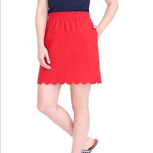 NWT J Crew scalloped sidewalk skirt, red